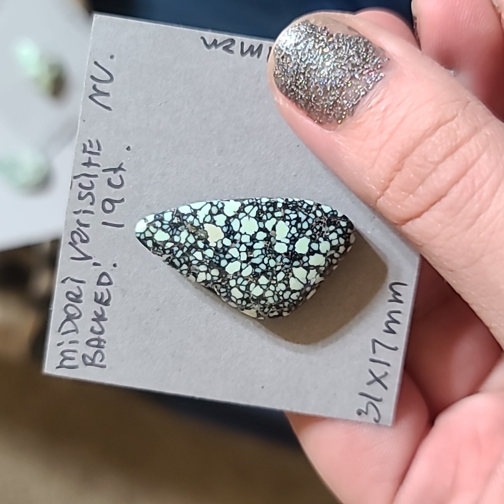 Beautiful Midori Variscite Cabochon Nevada 19ct backed 31x17mm